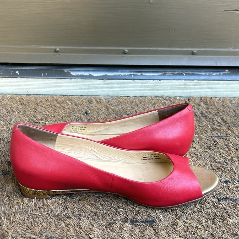 Cole Haan Astoria Open Toe Ballet Flats Size 7 in Cherry Tomato Red - Picture 5 of 10